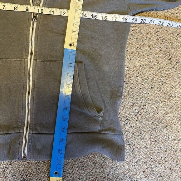 VINTAGE Y2K Express Gray Fleece Hoodie FULLZIP Jacket SMALL Unisex Outdoor Logo - Picture 2 of 11